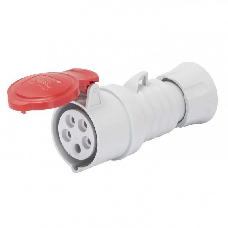 foto del prodotto gewiss gw62019h presa mobile diritta hp, ip44 ip54, 3p t 32a 380 415v 50 60hz, rosso, 6h, cablaggio a vite