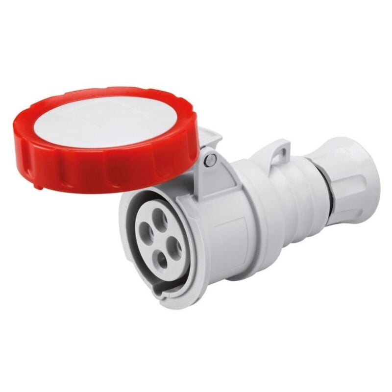 foto del prodotto gewiss gw62041h presa mobile diritta hp, ip66 ip67 ip68 ip69, 3p t 32a 380 415v 50 60hz, rosso, 6h, cablaggio a vite