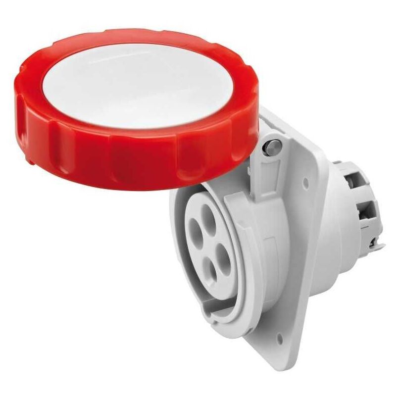 foto del prodotto gewiss gw62232h presa fissa da incasso a 10 hp, ip66 ip67, 3p n t 16a 380 415v 50 60hz, rosso, 6h, cablaggio a vite