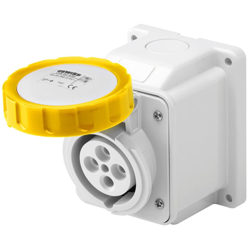 foto del prodotto gewiss gw66203n yellow socket outlet socket outlets 3p n t, 4 h, yellow, ip67, 16 a, 50 60 