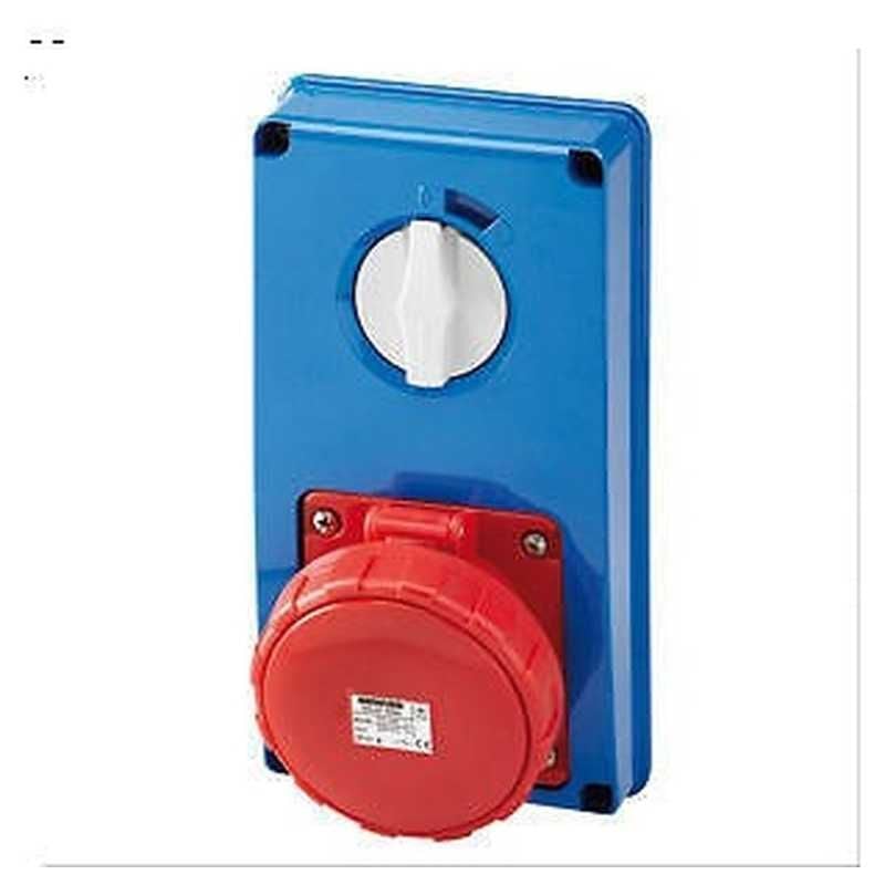 foto del prodotto gewiss gw66320n presa fissa interbloccata verticale ip67 s.f.3p n t 32a 400v 6h sbf