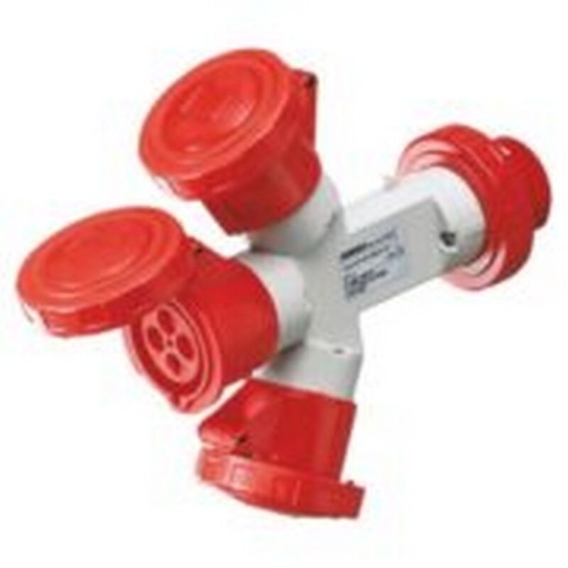 foto del prodotto gewiss multipresa moltiplicatore mobile 3 uscite ip67 spina 32a 3 prese 3p t 400v 50 60hz rosso 6h