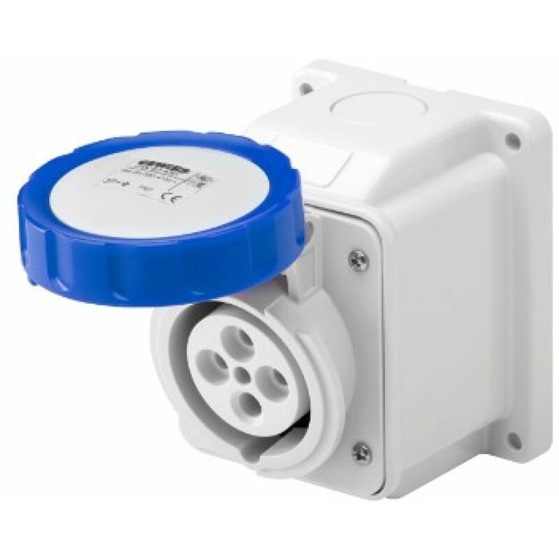 foto del prodotto gewiss presa fissa da parete 10 gradi ip67 2p t 32a 200 250v blu cablaggio a vite