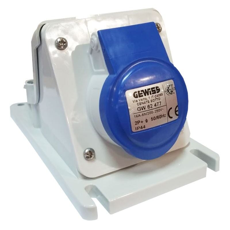 foto del prodotto gewiss presa fissa da parete a squadra 2p t 16a ip44 220v gw62477