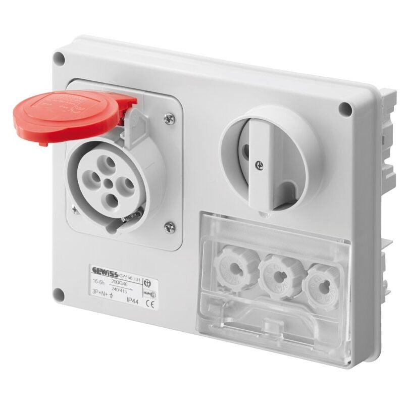 foto del prodotto gewiss presa interbloccata 3p n t 16a ip44 380v senza cassetta gw66131