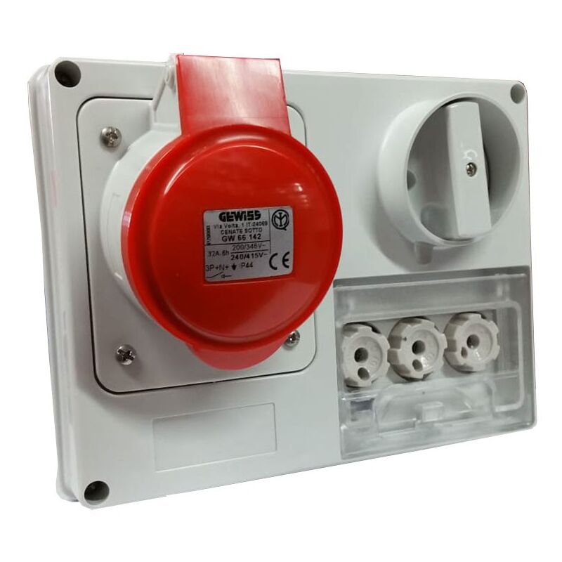 foto del prodotto gewiss presa interbloccata 3p n t 32a ip44 380v senza cassetta gw66142