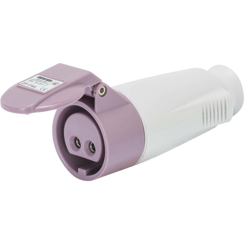 foto del prodotto gewiss presa mobile dritta ip44 2p 16a 20 25v 50 60hz viola cablaggio a vite