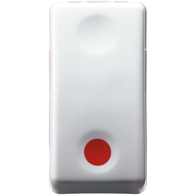 foto del prodotto gewiss pulsante nc pulsante unipolare 250v ac nc 10a contatto ausiliare na arresto simbolo rosso 1 modulo gw20523