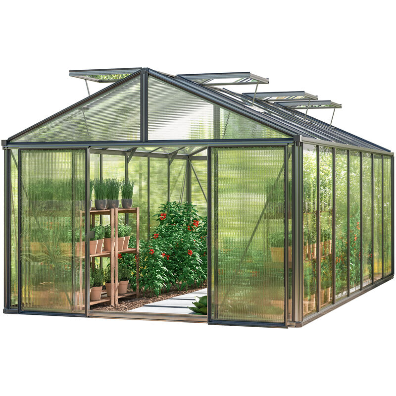 foto del prodotto gfp serra asteria 25 premium 311 x 534 cm, lastre a doppia parete spesse 16 mm, colore antracite