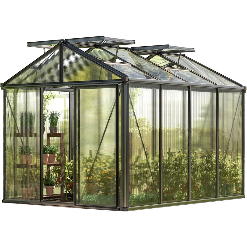 foto del prodotto gfp serra diamas 22 premium 235 x 311 cm, lastre a doppia parete spesse 16 mm, colore antracite