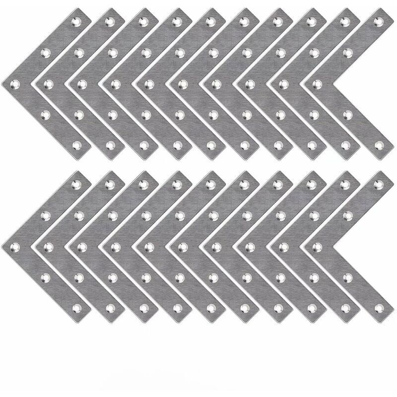 foto del prodotto ggnralny staffe piatte dritte staffe metalliche a forma di l con viti per supporto di riparazione di mobili in legno 80 x 80 mm 20 pezzi