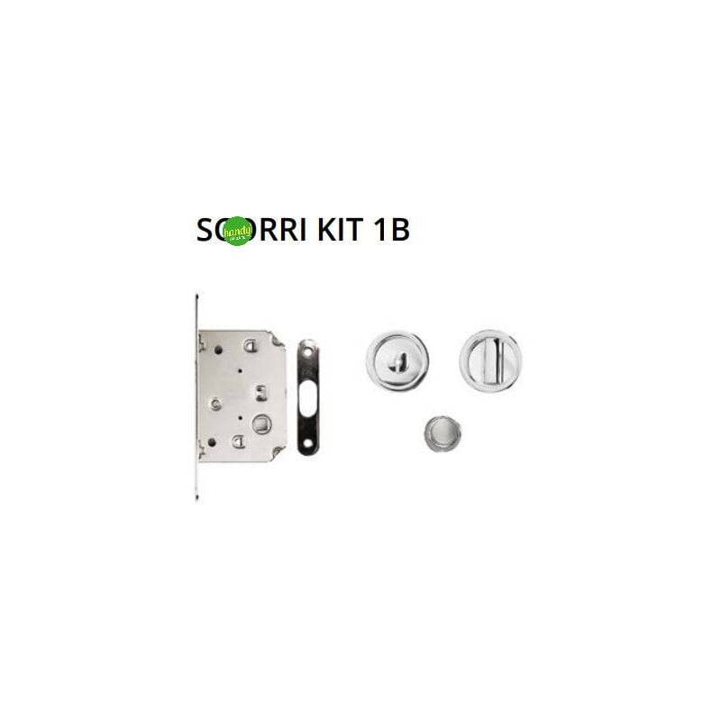 foto del prodotto ghidini kit per porta a scorrimento gm tondo con serratura cromo satinato