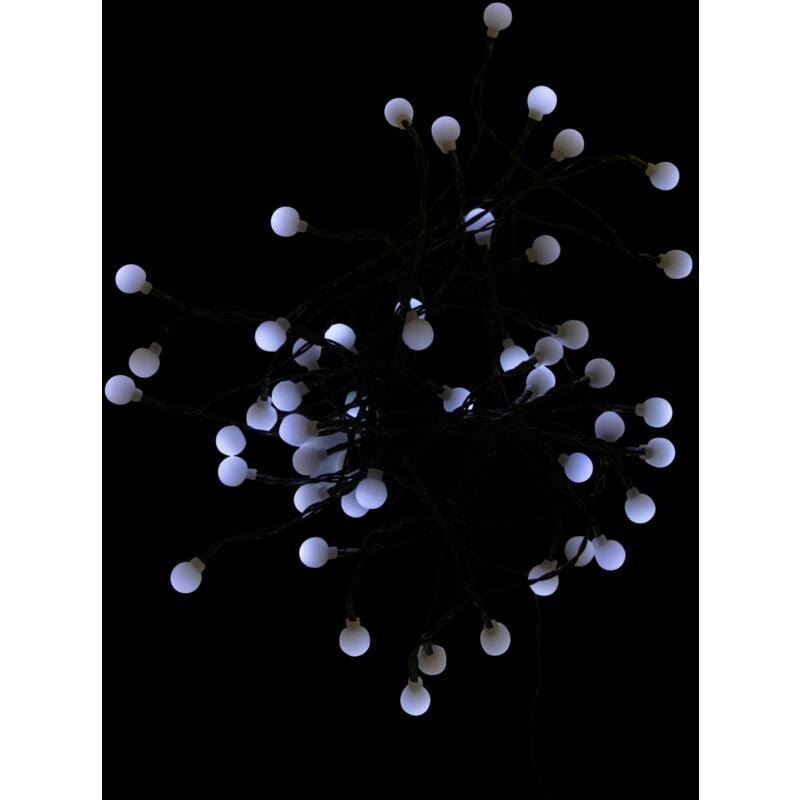 foto del prodotto ghirlanda a palline solare 50 led bianco freddo9,5 metri