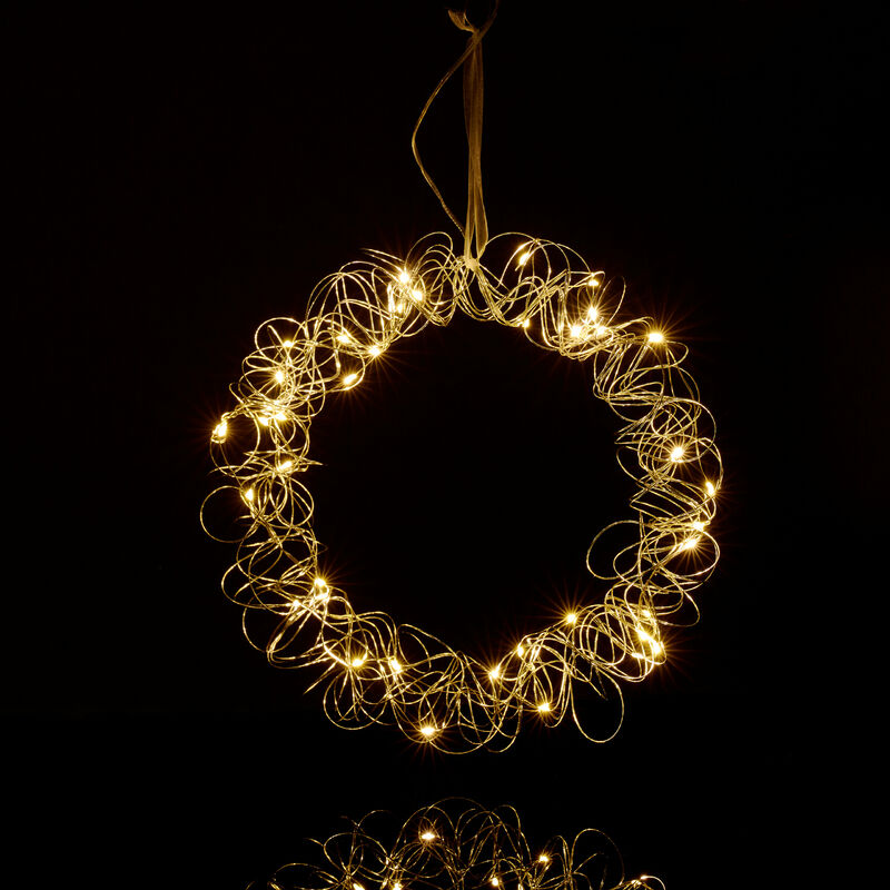 foto del prodotto ghirlanda con luci a led, decorazione interna per finestra, da appendere, cerchio luminoso, 30 cm, argento relaxdays