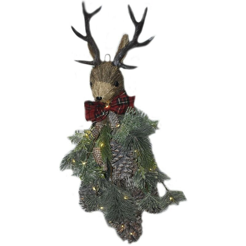 foto del prodotto ghirlanda corona fuori porta renna luci per decorazioni natalizie addobbi di natale festone negozio casa portoni interni esterno