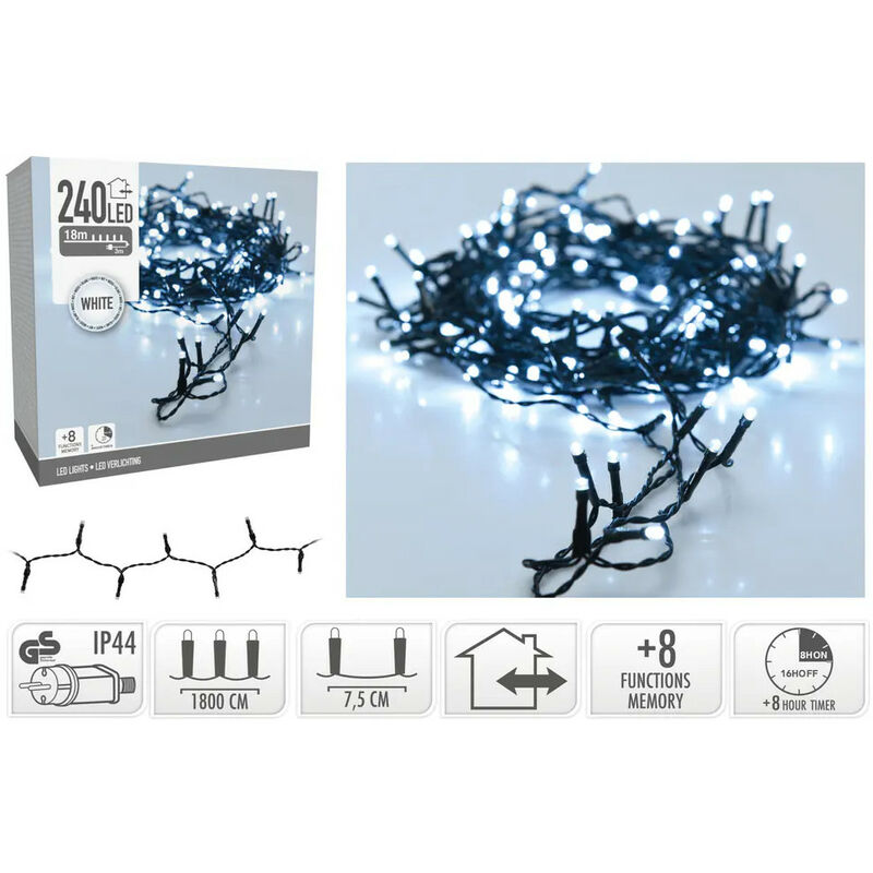 foto del prodotto ghirlanda da esterno cavo nero led bianco freddo 18m bianco freddo 5000k 18 m bianco freddo 5000k 18 m