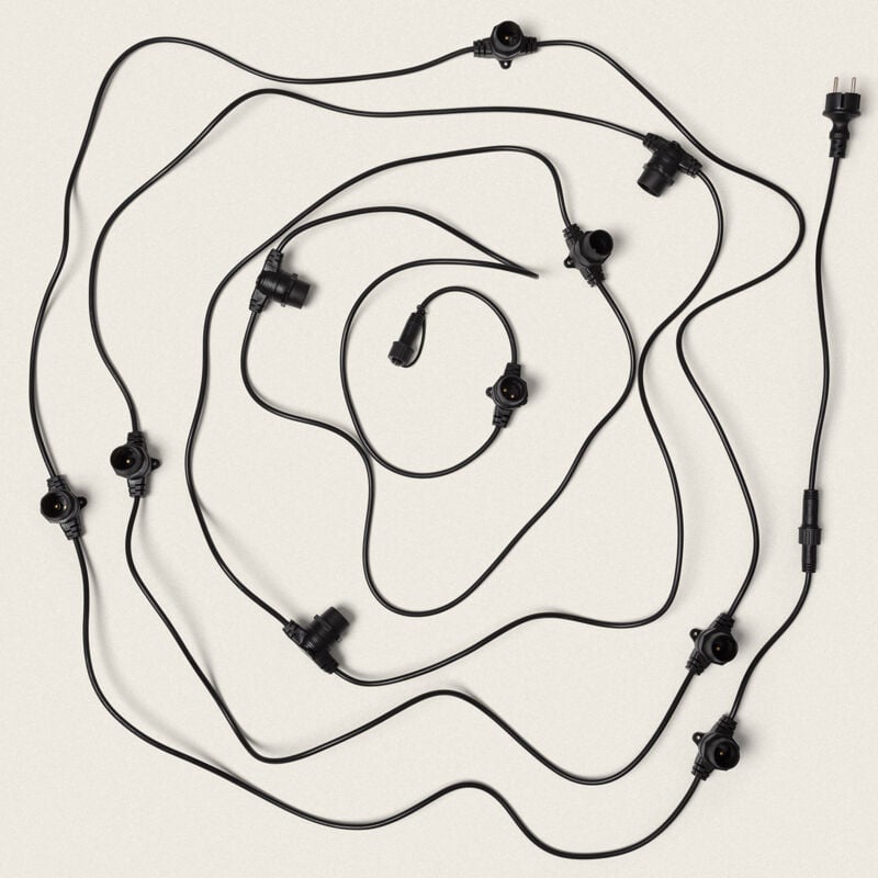 foto del prodotto ghirlanda da esterno con 10 portalampade b22 10m nero ip44 nero