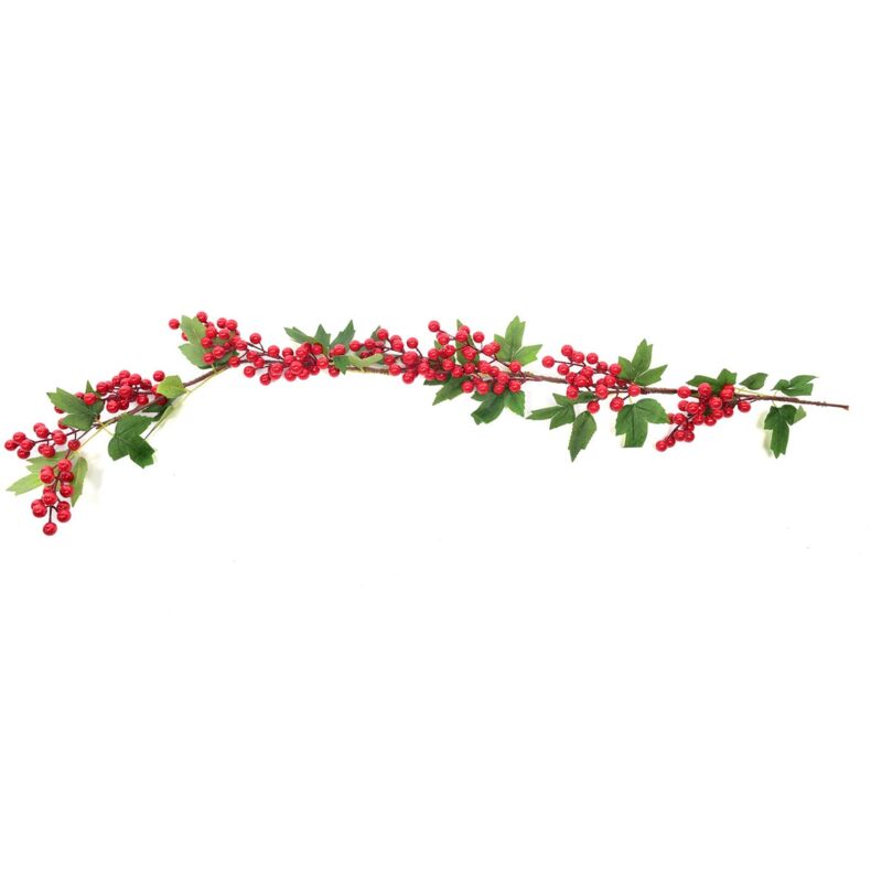foto del prodotto ghirlanda decorativa con bacche e foglie per decorazioni natalizie 133 cm rosso classic