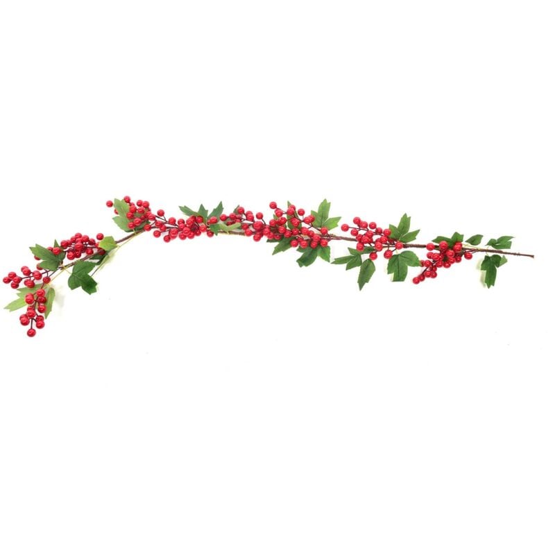 foto del prodotto ghirlanda decorativa con bacche e foglie per decorazioni natalizie 133 cm rosso con pigne