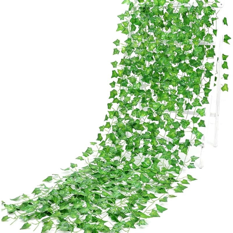 foto del prodotto ghirlanda di edera artificiale 2,1 m edera finta sospesa, pianta artificiale sospesa, edera finta rampicante per camera da letto, giardino, ufficio,