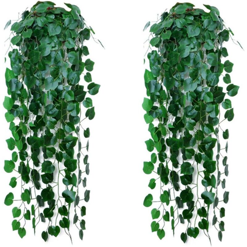 foto del prodotto ghirlanda di edera artificiale, piante rampicanti sospese per interni ed esterni, decorazione da parete, 2 pezzi