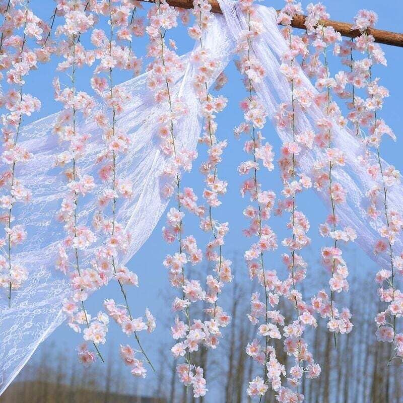 immagine 0 del prodotto ghirlanda di fiori di ciliegio artificiali in seta, decorazione da appendere per feste di matrimonio confezione da 2, rosa 