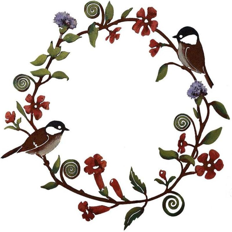 foto del prodotto ghirlanda di fiori di cinciallegra, acchiappasole creativo per finestre con uccelli colorati, ghirlanda decorativa da parete fatta a mano e fai da