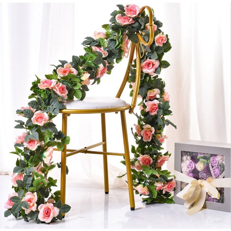 foto del prodotto ghirlanda di fiori, fiori per arco nuziale, rose artificiali rampicanti per decorazioni da parete per camera da letto, matrimonio, compleanno, arco