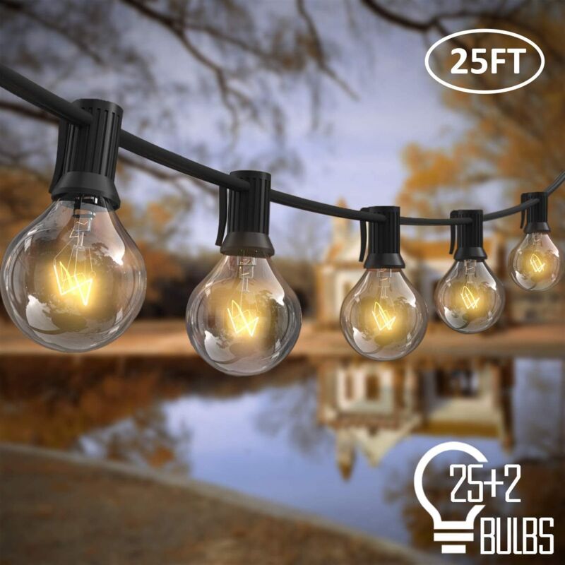 foto del prodotto ghirlanda di luci da esterno, 7,62 m 25 lampadine g40 con 2 lampadine di ricambio, illuminazione esterna a spina per giardino, balcone, terrazza