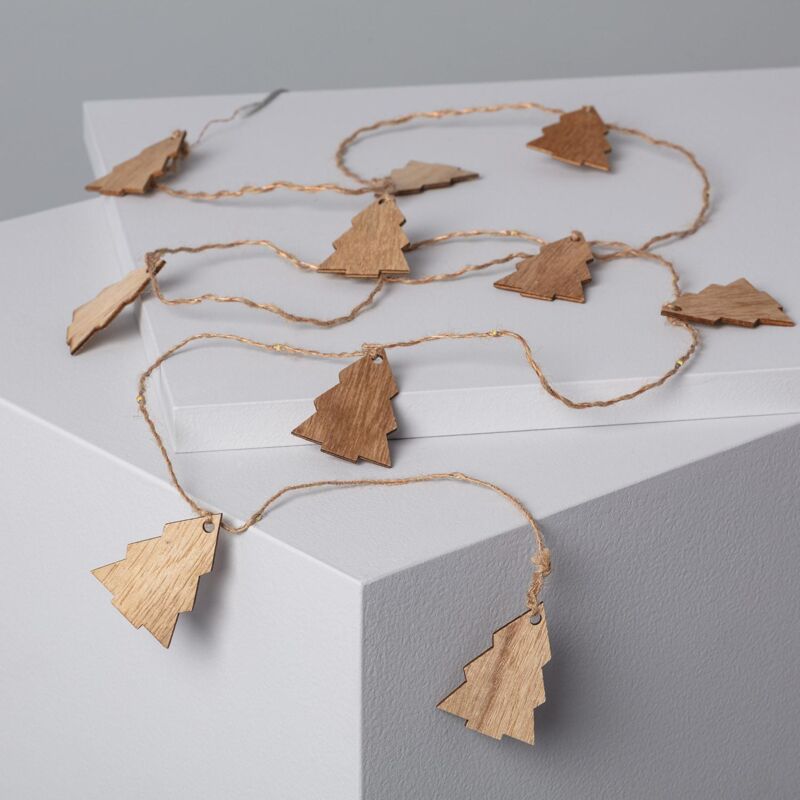 foto del prodotto ghirlanda di luci led albero legno a pile 2.2m 3000k bianco caldo