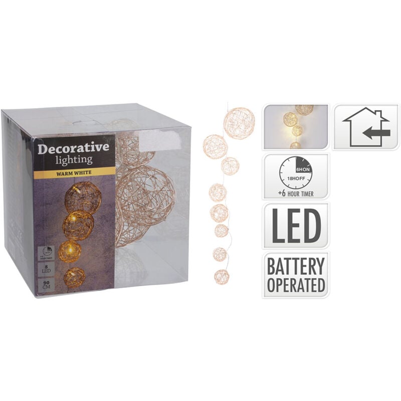 foto del prodotto ghirlanda di luci led lifetime basics palle bianco caldo 90 cm