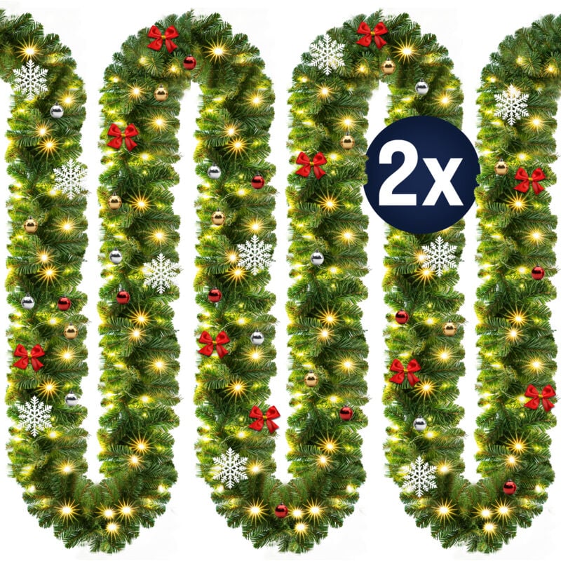 foto del prodotto ghirlanda di natale a led per interni ed esterni ip44 decorazione natalizia ghirlanda di abete ghirlanda artificiale 2x 10m 80 leds geschm ckt de 