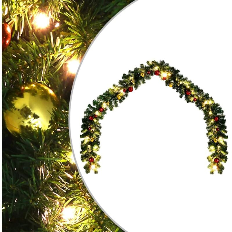 foto del prodotto ghirlanda di natale decorata con palline e luci a led 20 m - vidaxl
