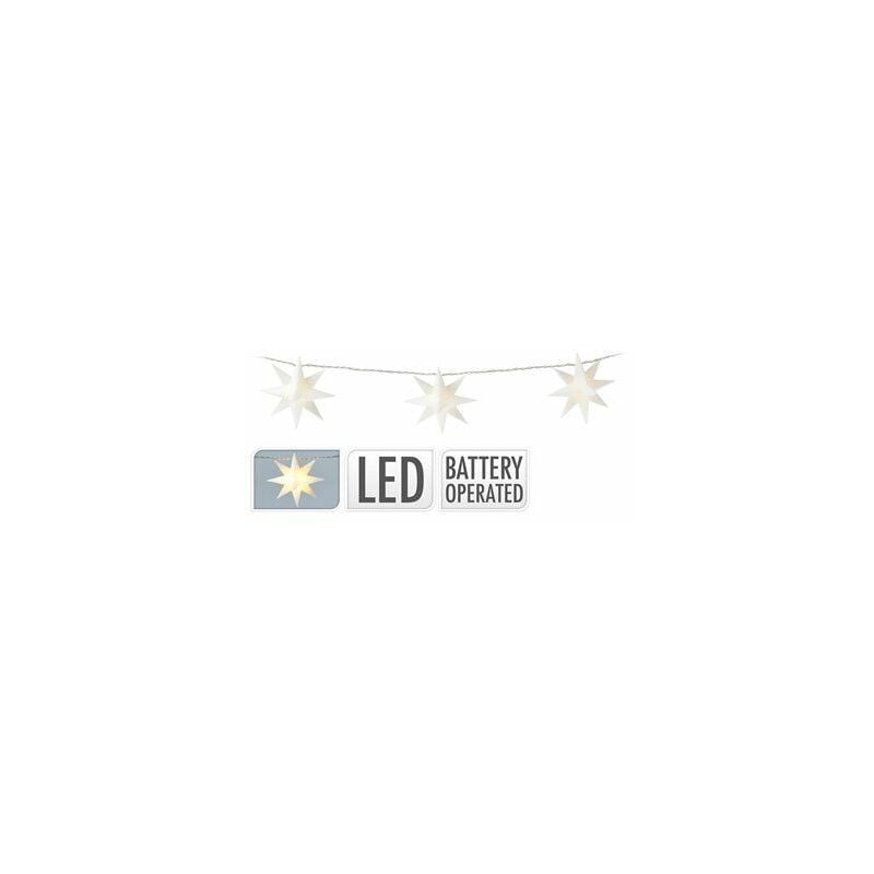 foto del prodotto ghirlanda fissa a batteria 10 led stelle decorative 8cm luce bianca calda 1,5m