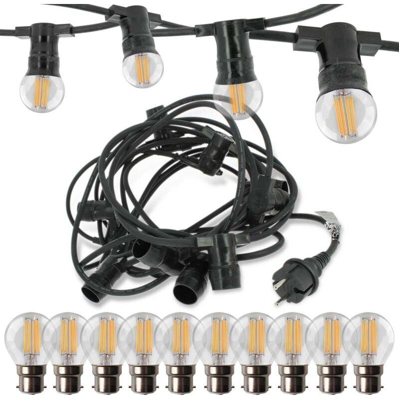 foto del prodotto ghirlanda guiguette professionale 10 lampadine led b22 4w bianco caldo 10 metri interconnesse