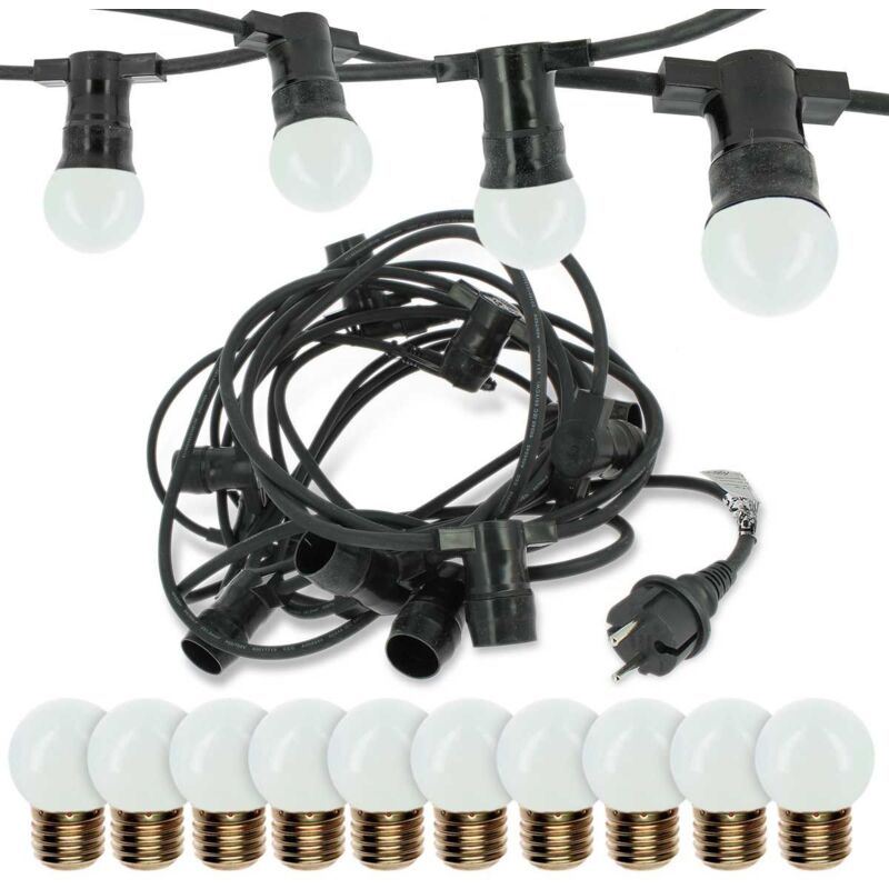 foto del prodotto ghirlanda guiguette professionale 10 lampadine led e27 1w bianco caldo 10 metri interconnessi