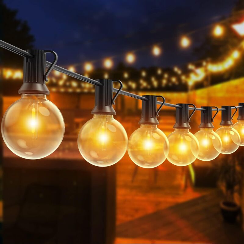 foto del prodotto ghirlanda guinguette per esterni, ghirlanda led da 30 m con 50 2 ghirlande di lampadine infrangibili, ghirlanda guinguette led impermeabile ip44 per
