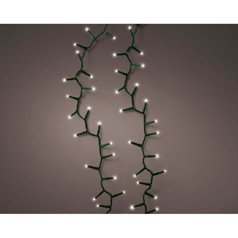 foto del prodotto ghirlanda led compatta lampeggiante per esterni bianco caldo 14m 500l cavo ledsc verde