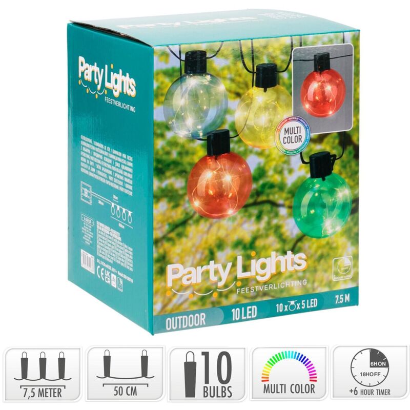 foto del prodotto ghirlanda led per esterni rgb da 10 lampadine jarli 7.5m rgb