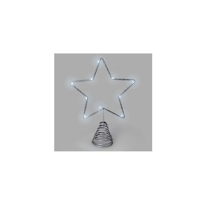 foto del prodotto ghirlanda luci di natale star luce albero di natale bianco freddo. 10 led. uso interno protezione ip20. 2 batterie aa