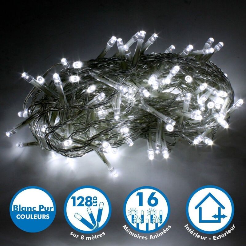 foto del prodotto ghirlanda luminosa 8 metri 128 led bianco puro per esterni