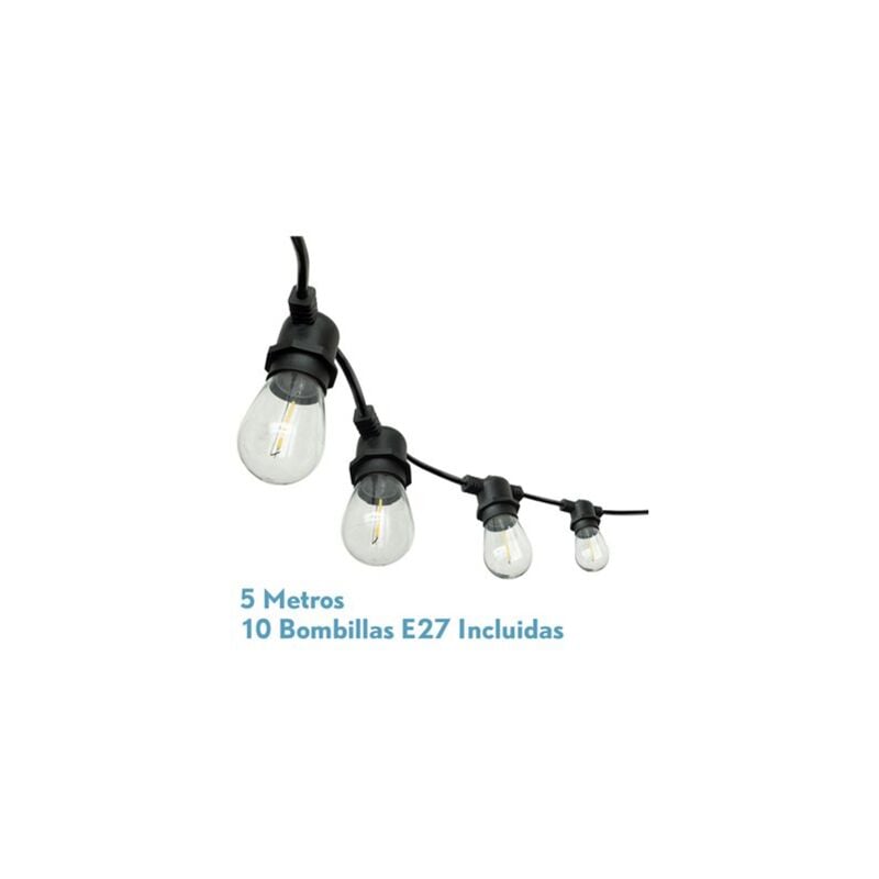 foto del prodotto ghirlanda luminosa verbena 10xe27 10w 4000k 650lm ip44 6x12cm x 5m colore nero