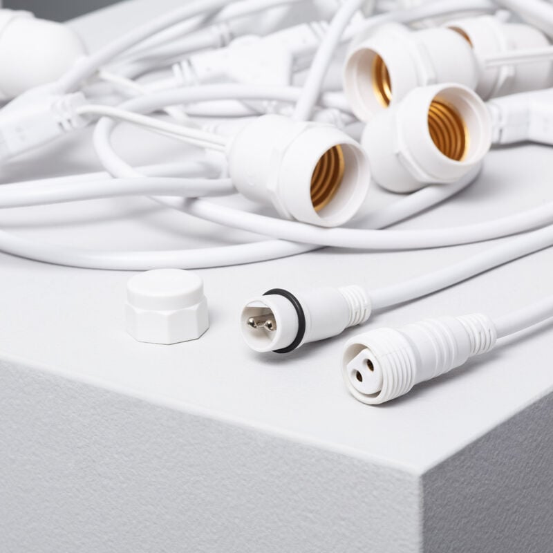 foto del prodotto ghirlanda per esterni con 8 portalampade e27 5.5m bianco ip65 bianco