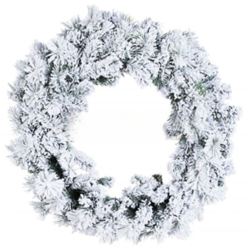 foto del prodotto ghirlanda pino verde innevata 50cm effetto neve corona addobbi di natale