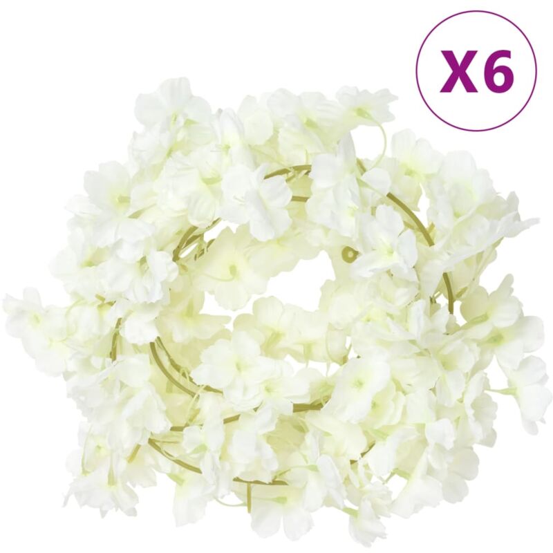 foto del prodotto ghirlande fiori artificiali natale 6 pz bianco 180 cm vidaxl