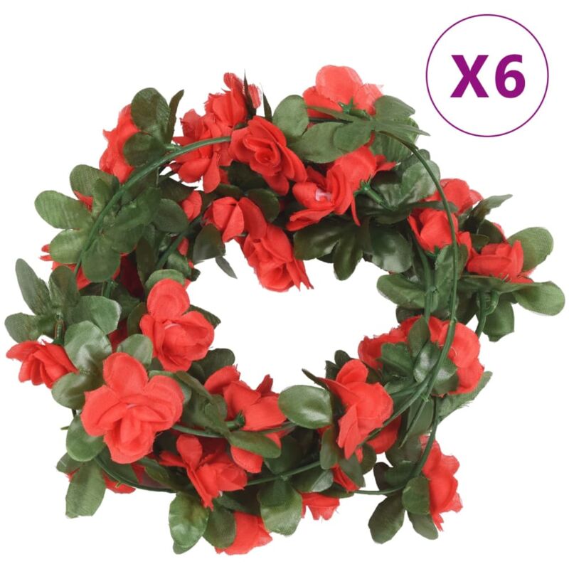 foto del prodotto ghirlande fiori artificiali natale 6 pz rosso primavera 250 cm vidaxl