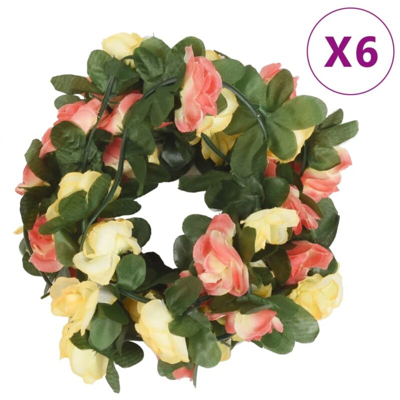foto del prodotto ghirlande fiori artificiali natale 6 pz rosso tramonto 250 cm vidaxl