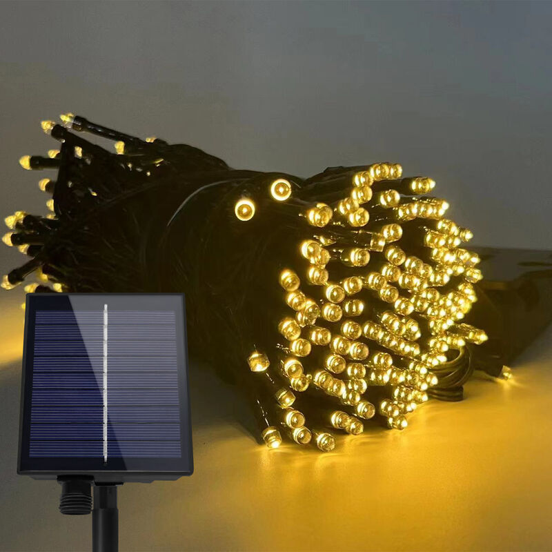 foto del prodotto ghirlande solari solar lampadina catena esterno muro di luce calda bianca da 100 m solar light led luce natalizio luce 8 modalit impermeabile
