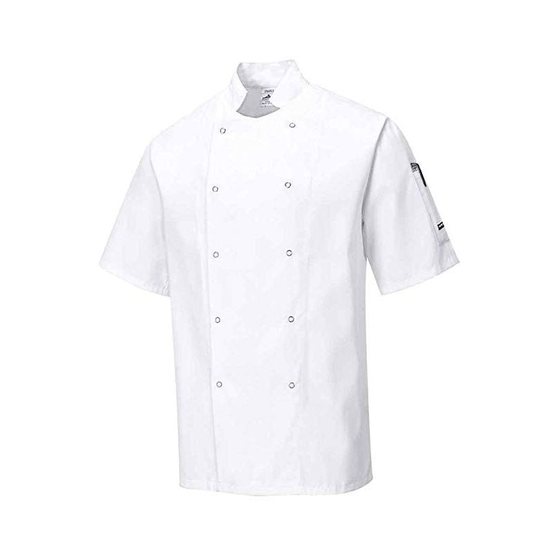 foto del prodotto giacca bianca da chef a manica corta modello cumbria bianco l