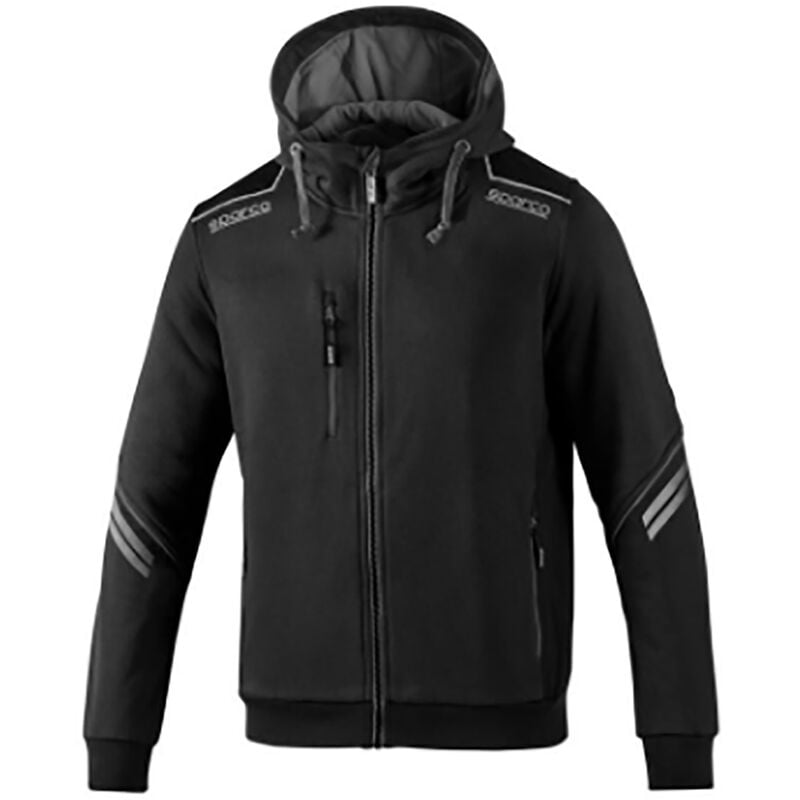 foto del prodotto giacca con cappuccio nero grigio scuro sparco tech hooded full zip tw l